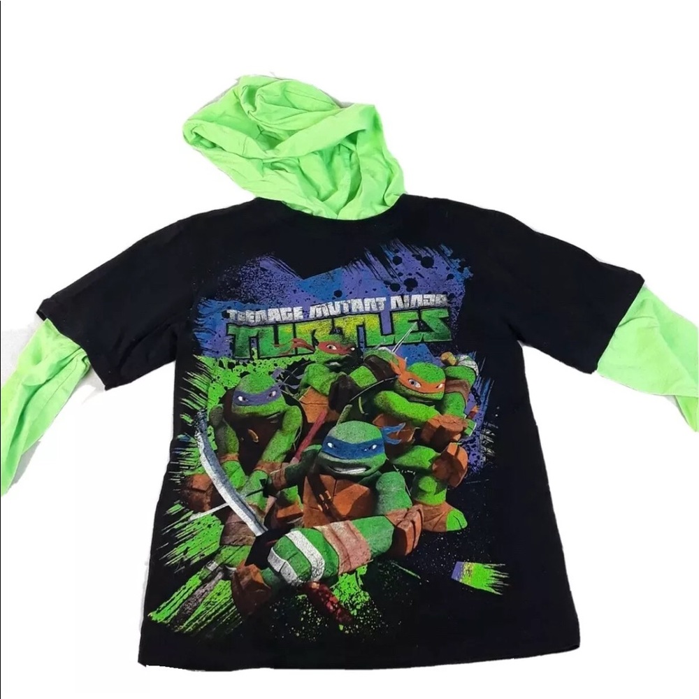 TMNT Long Sleeve Graphic TShirt With Hood Boys M 8